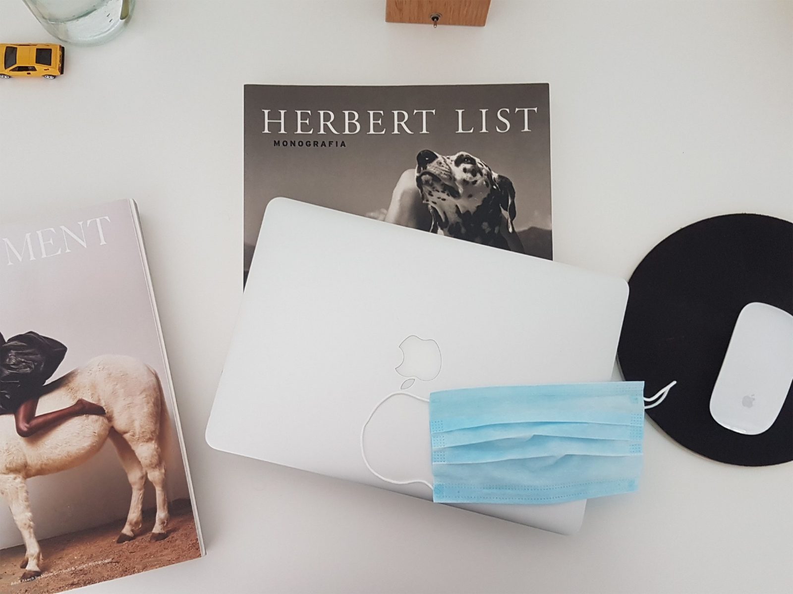 Jon Stern's desk and mask in Milan